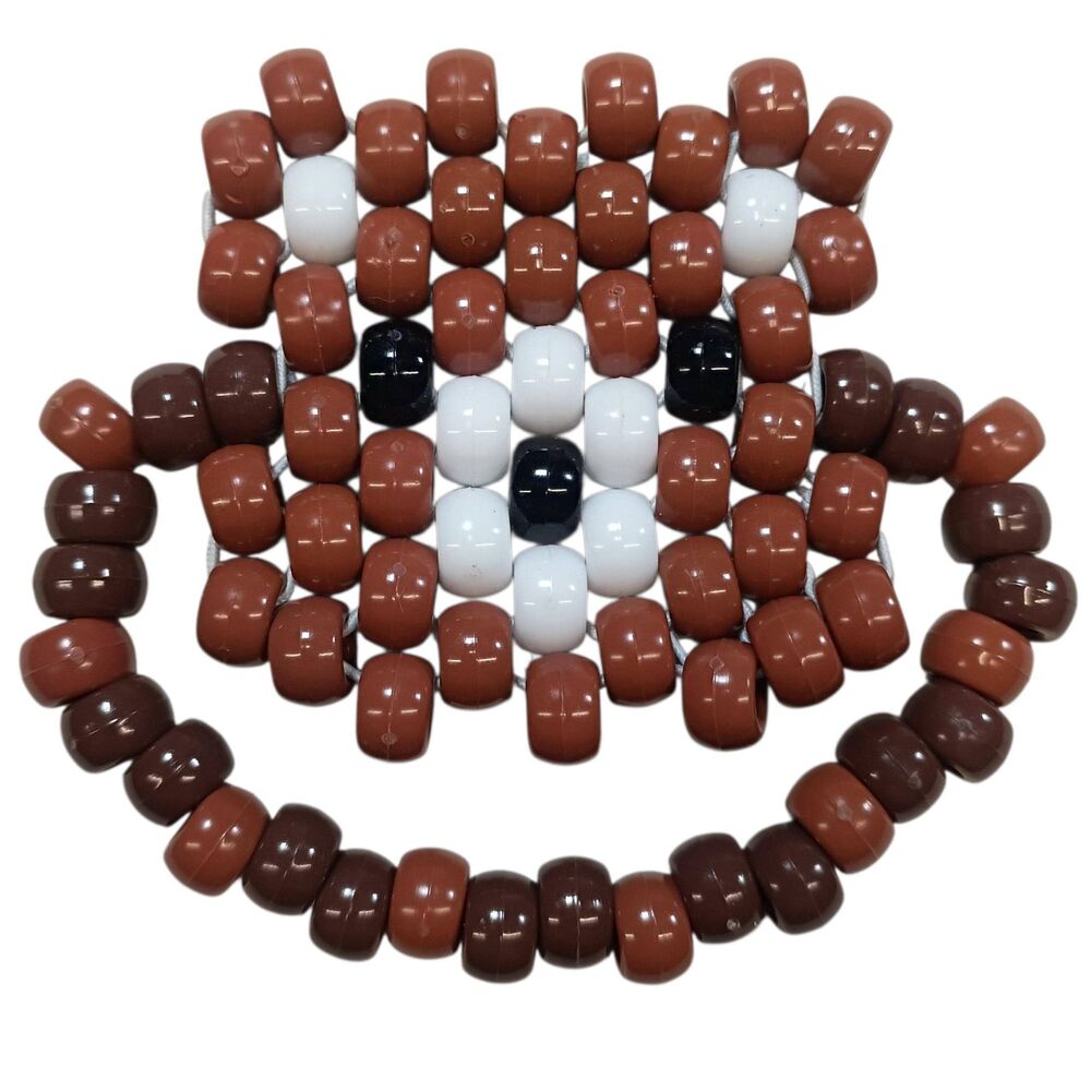 Handmade Chocolate Teddy Bear Kandi Single - Cute Pony Bead Festival Bracelet -